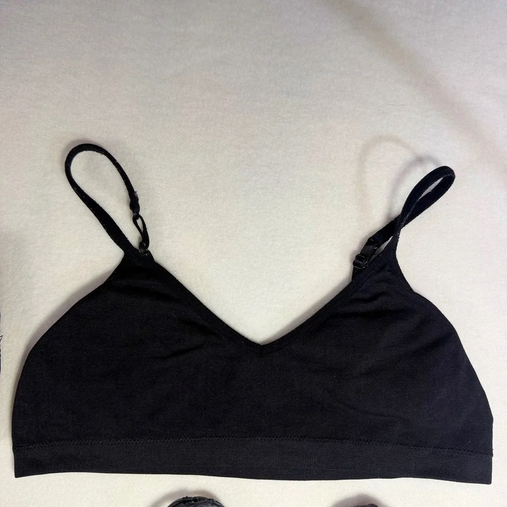 Girls Training Bra Lot of 4 Black/Grey Seamless Cami Racerback Halter Bralette